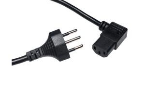 Netzkabel T12-C13 90 seitlich gewinkelt li 1 m, 3x 1 mm2, schwarz