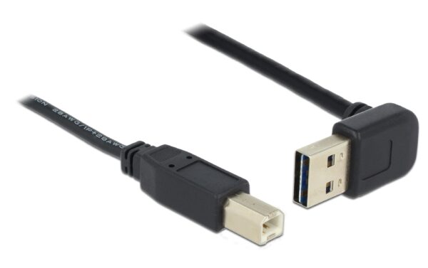 Delock USB2.0-Kabel Easy A-B: 3m, schwarz A Stecker nach oben oder unten gewinkelt kaufen | Mediatech.ch