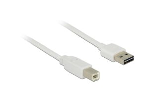 USB2.0-Kabel Easy A-B: 5m, weiss A Stecker beidseitig einsteckbar