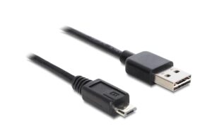 Delock USB2.0-Kabel Easy A-MicroB: 0.5m, schwarz A Stecker beidseitig einsteckbar kaufen | Mediatech.ch