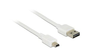 Delock USB2.0-Kabel Easy A-MiniB: 3m, weiss A Stecker beidseitig einsteckbar kaufen | Mediatech.ch