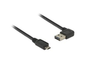 623070 - Mediatech Delock USB2.0-Kabel Easy A-MicroB: 0.5m, schwarz A Stecker nach links oder rechts gewinkelt kaufen | Mediatech.ch