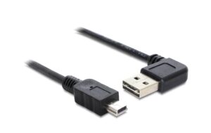Delock USB2.0-Kabel Easy A-MiniB: 0.5m, schwarz A Stecker nach links oder rechts gewinkelt kaufen | Mediatech.ch