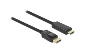Delock DisplayPort - HDMI Kabel, 3m Schwarz, Auflösung 1920x1200@60 Hz, passiv
