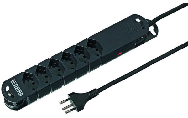 STEFFEN Steckerleiste STEBA VARIABL, 6xT13 3m Kabel, schwarz, Reset-Knopf, mit Magnet kaufen Schweiz | Mediatech.ch