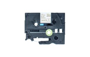 Brother P-touch Schriftband TZE-R234 Stoffband,gold auf weiss, 12mm, 4m