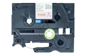 Brother P-touch Schriftband TZE-RE34 Stoffband,Gold auf Pink, 12mm, 4m