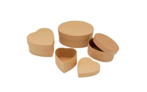 Glorex Pappe Mini-Boxen-Set 2 x oval, 2 x Herzen
