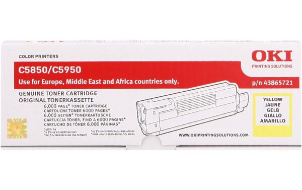 Toner yellow zu OKI C5850/5950 43865721, 6000 Seiten @5% Deckung kaufen Schweiz | Mediatech.ch