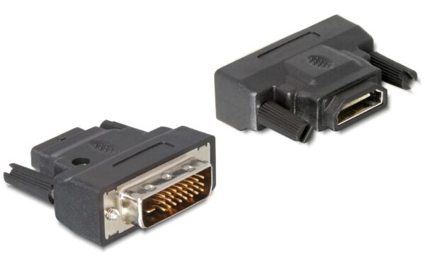 Delock Adapter DVI-D Stecker auf HDMI Buchse Duallink 24+1, schwarz, vergoldet, mit LED kaufen | Mediatech.ch