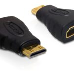 Delock Monitoradapter Mini-C HDMI zu HDMI Schwarz, HDMI-C Stecker auf HDMI-A Buchse