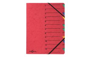 Pagna Ordnungsmappe  Easy mit Gummiband A4 rot, 12teilig, 1-12