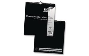 Folia Dauerkalender schwarz Grösse 23x24cm, Papier schwarz, Druck sil.