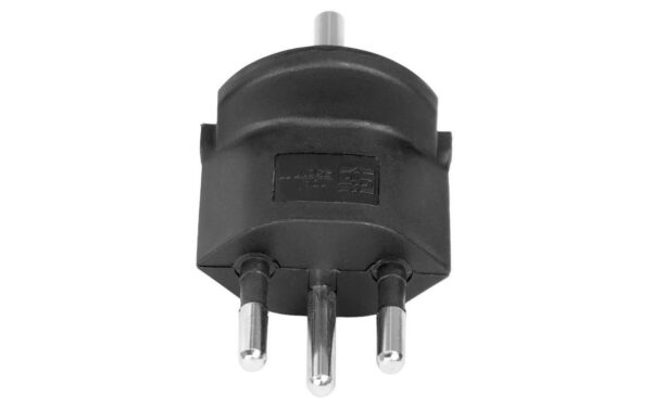 Fixadapter 3-Pol Deutsch auf Stecker CH T12 schwarz, CEE7 auf T12
