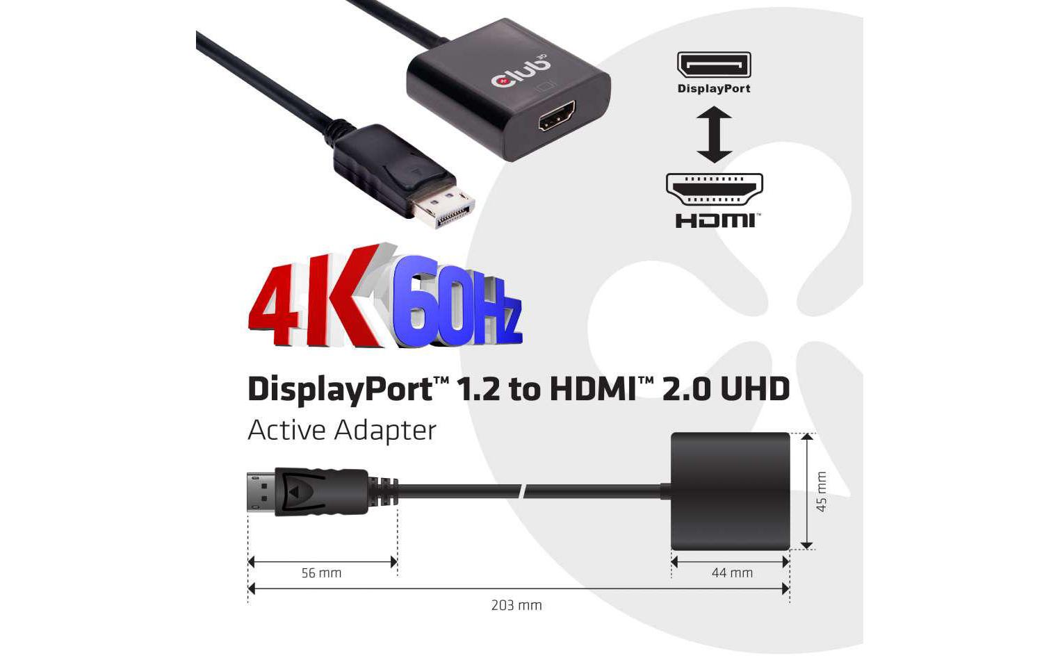 675471_4 - Mediatech Club 3D, Adapterkabel DP 1.2 auf HDMI 2.0 L= 150 mm