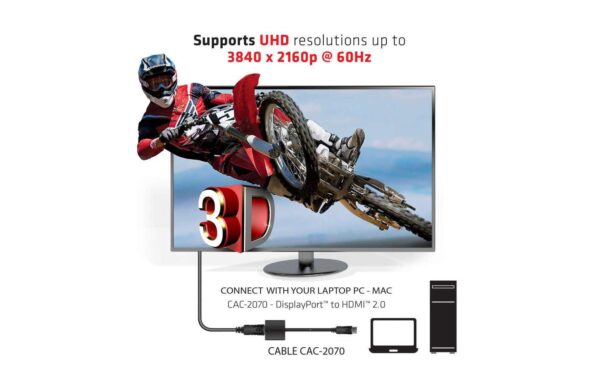 Club 3D, Adapterkabel DP 1.2 auf HDMI 2.0 L= 150 mm