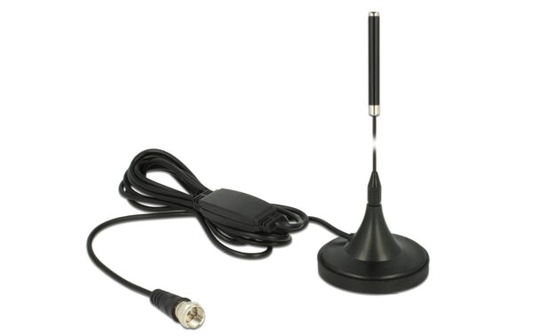 Delock DAB+ Antenne, 174-240Mhz, 21dBi, 5V F-Stecker, 28.4cm, Outdoor, 2m Kabel