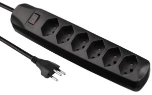 F.power Steckdosenleiste 6xT13 1.5m sw 230V, H05VV-F 3G1.00, MS, schwarz (5/25)