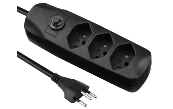 F.power Steckdosenleiste 3xT13 1.5m sw 230V, H05VV-F 3G1.00, OS, schwarz (5/25)