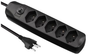 F.power Steckdosenleiste 5xT13 1.5m sw 230V, H05VV-F 3G1.00, OS, schwarz (5/25)