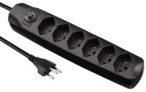 F.power Steckdosenleiste 6xT13 1.5m sw 230V, H05VV-F 3G1.00, OS, schwarz (5/25)