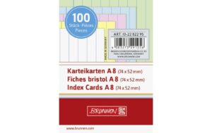 Brunnen Karteikarten A8 liniert 100 Stück, weiss, gelb, rot, blau, grün