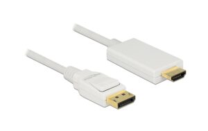 Delock DisplayPort - HDMI Kabel, 3m Weiss, Auflösung 3840x2160@30 Hz, passiv