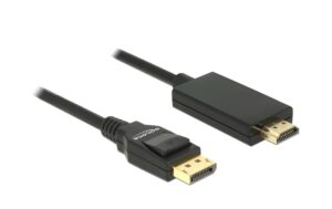 Delock DisplayPort - HDMI Kabel, 1m Schwarz, Auflösung 3840x2160@30 Hz, passiv