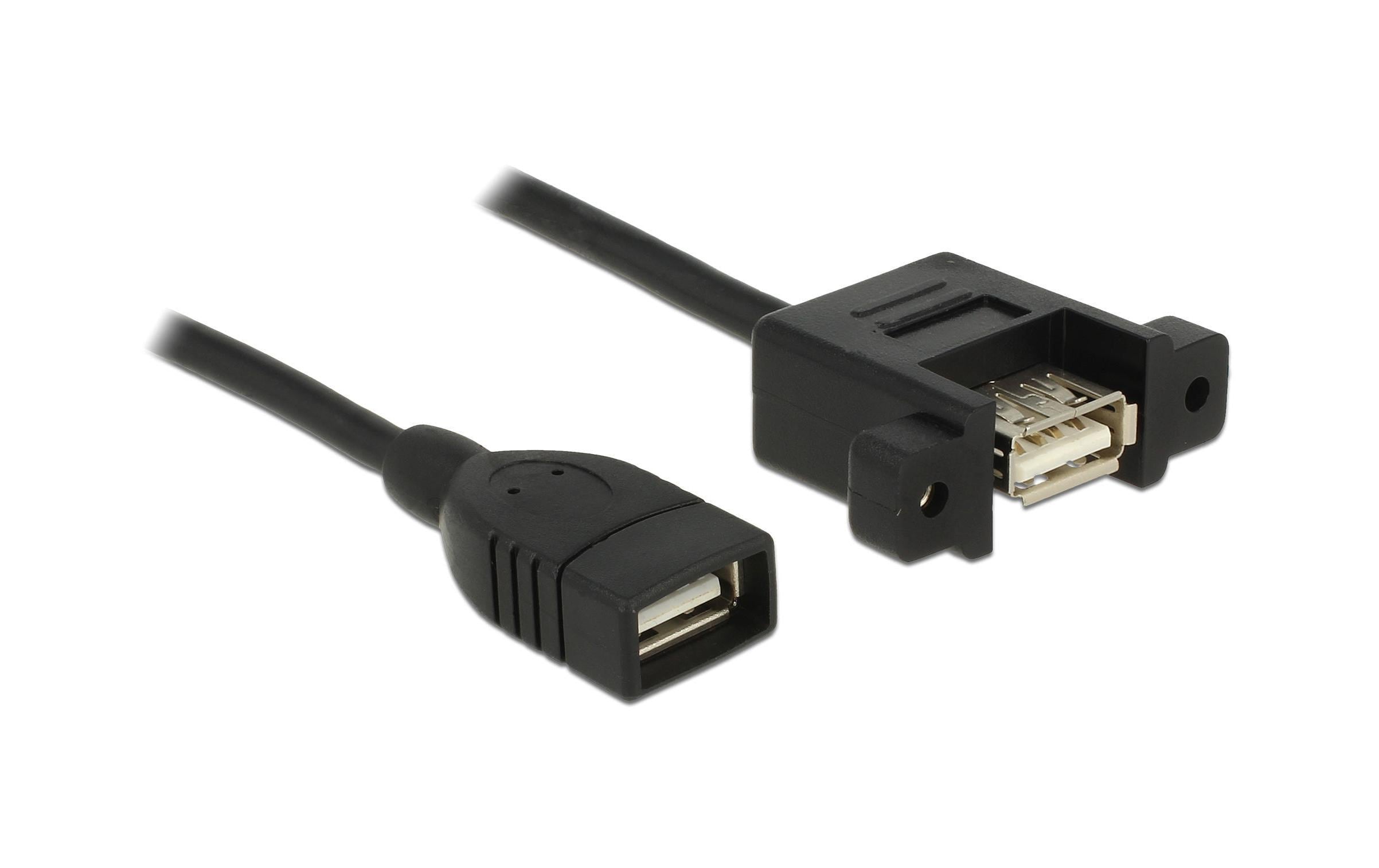 USB2.0-Kabel A-A: 1m, zum einseitig Einbau Buchse-Buchse, mit Schrauben