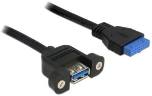 Delock USB3 Pinheader Kabel intern, 50cm Pinheader Buchse -USB3 Buchse,verschraubbar
