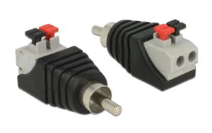 Delock Terminalblock RCA/Chinch Stecker 2 Pin Terminalblock, Push Button