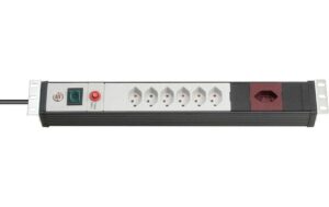 Brennenstuhl Premium-Line 19'' Steckdosenl. 6+1 quer xT13, mit Schalter, gr/rt, KGS