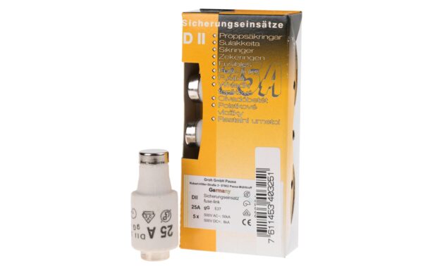 721977 - Mediatech Elektromaterial Sicherungseinsätze DT II 25A träge, 5 Stück kaufen | Mediatech.ch