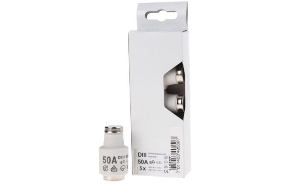 721980 - Mediatech Elektromaterial Sicherungseinsätze DT III 50A träge, 5 Stück kaufen | Mediatech.ch