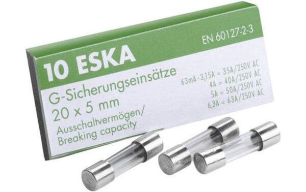 Elektromaterial ESKA Feinsicherungen 5x20 FST 5A Glasrohr, 10 Stück kaufen | Mediatech.ch