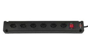Brennenstuhl Bremounta Steckdosenleiste 6xT13, mit Schalter, schwarz, 3m Kabel