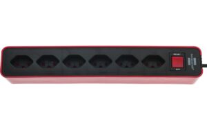 747911 - Mediatech Brennenstuhl Ecolor Steckdosenleiste 6xT13, mit Schalter, rot/schwarz, 1.5m