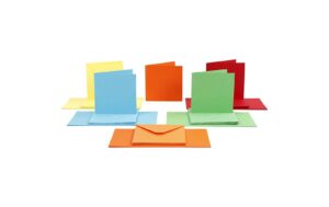 Creativ Company Karten 220 g/m2 und Couvert 5 Farben, 50 Stück, 15 x 15 cm