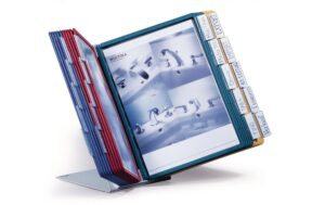 Durable Vario Display System table 20 Sichttafeln aus Stahl, farbig sortiert
