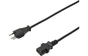 Diggelmann Netzkabel 250V/10A: 1 Meter Schwarz T12 Netzstecker und C13 Buchse kaufen | Mediatech.ch