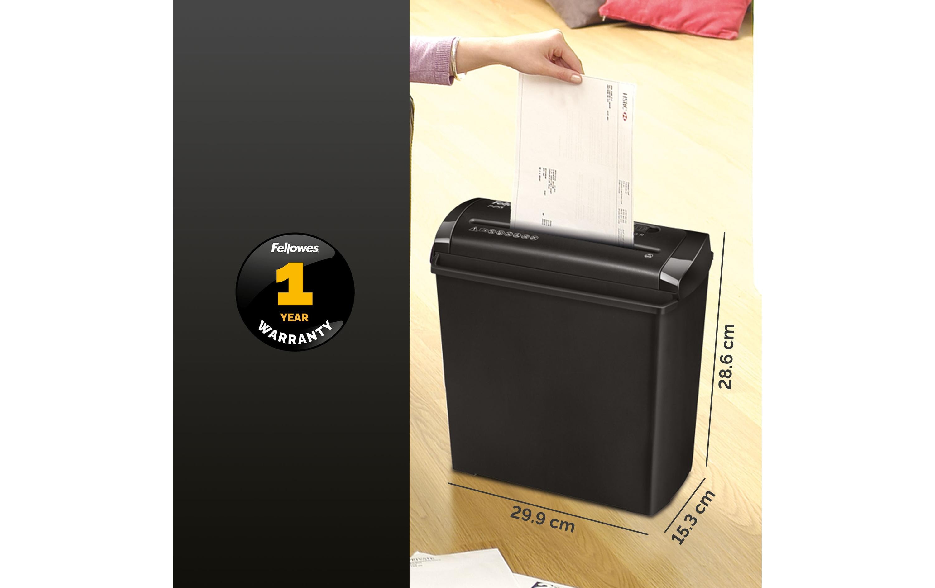 754723_4 - Mediatech Fellowes Aktenvernichter P-25S Bis 5 Blatt, 11 Liter, Sicherheitsstufe P-1