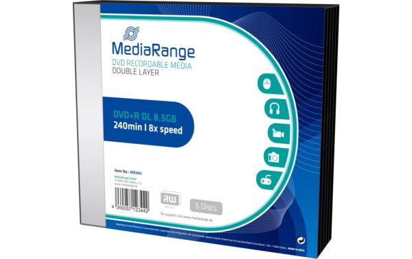 76907 - Mediatech MediaRange DVD+R 8.5GB Double Layer 5er Pack SLimCase, 8-fach kaufen Schweiz | Mediatech.ch