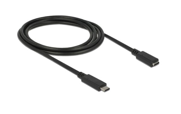 Delock USB3.1 Kabel Gen2 USB-C Verlängerung 2m, 5Gbps, 3Ampere, schwarz