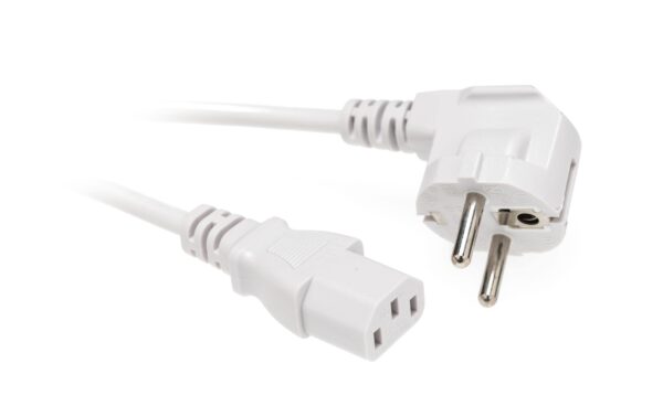 782126 - Mediatech Diggelmann Netzkabel International Schuko 90° - C13 2.0 m, weiss, 3x 0.75mm2 H05VV-F 3G kaufen | Mediatech.ch
