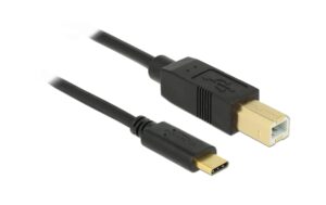 USB2.0-Kabel TypC-B: 4m, schwarz max. 480Mbps, Typ-C auf B