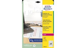 Avery Zweckform Etiketten Kabelbeschriftung Laser, 60 x 40 mm, 480 Etiketten, 20 Bogen