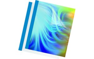 100 Stk. Thermo-Bindemappen Prestige, 3mm 9-32 Blatt, blau, Lederstruktur-Rücken