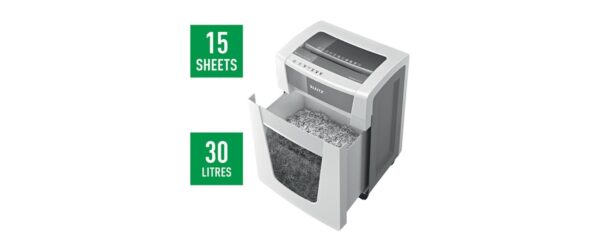 803010_1 - Mediatech Leitz Aktenvernichter IQ Office Pro P-5, 15 Blatt, grau/weiss