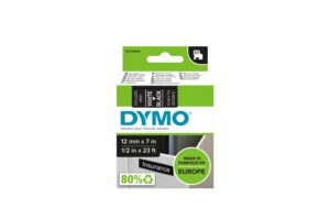 Dymo Schriftband D1, 12mm x 7m, Band: schw. Schrift: weiss - für alle LabelManager