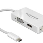 Delock Adapter USB Type-C Stecker VGA / HDMI / DVI Buchse weiß